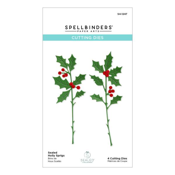 Spellbinders Dies "Sealed Holly Sprigs Etched" Stanzschablonen