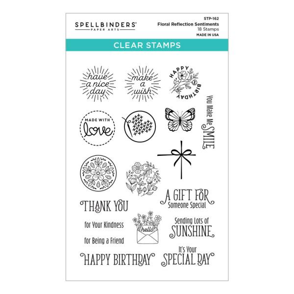 Spellbinders - Stempelset - "Floral Reflection Sentiments" - Silikonstempel