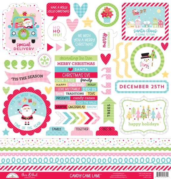 Doodlebug Design "Candy Cane Lane " 12" Paper Pack  - Designpapier 