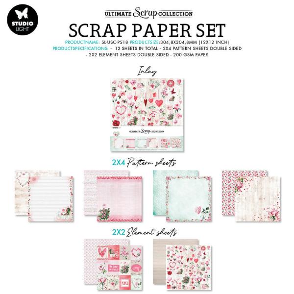 Studio Light - Scrap Collection - Paper Pack -  Love  - Designpapier