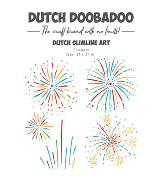 Dutch Doobadoo - Stencil - Dutch Mask Art Slimline - " Firework " - 8x8 Inch - Schablone