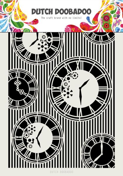 Dutch Doobadoo - Stencil - Dutch Mask Art - " Clocks Stripes " - Stencil A4 - Schablone