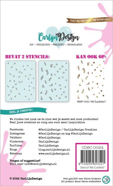 Carlijn Design - Stencil - Confetti  - Schablone 