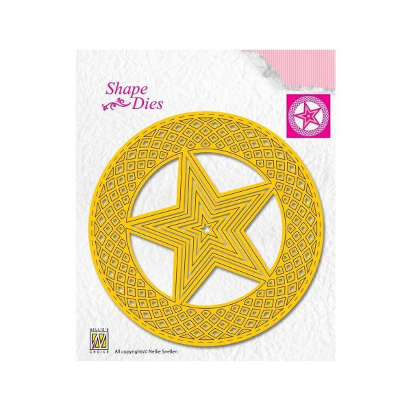 Nellie's Choice - Shape Dies - " 5 Point Stars in Grid Circle " - Stanze