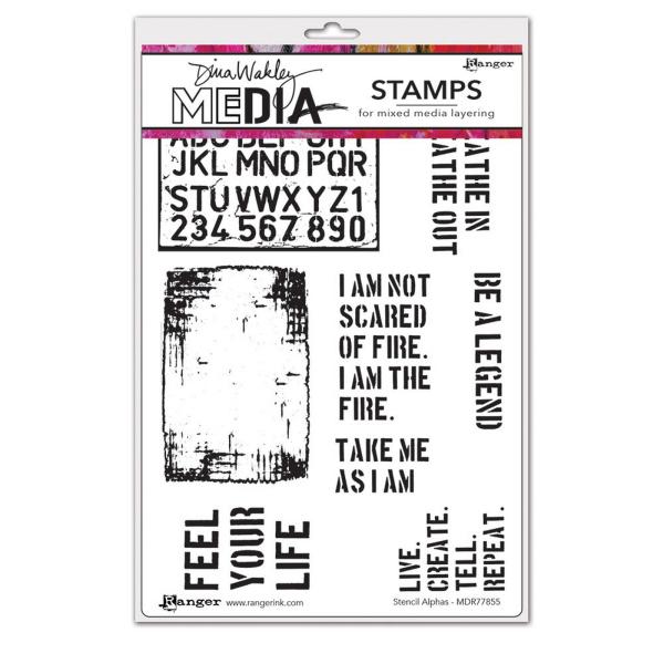 Ranger - Cling Stamps Dina Wakley Media - Stencil alphas - Stempel  