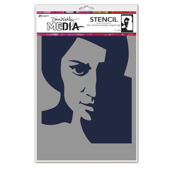 Ranger - Dina Wakley Media Stencil - Pensive face - Schablone