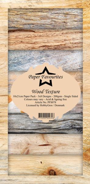 Paper Favourites - "  Wood Texture  " - Slim Paper Pack - 3x8 Inch 