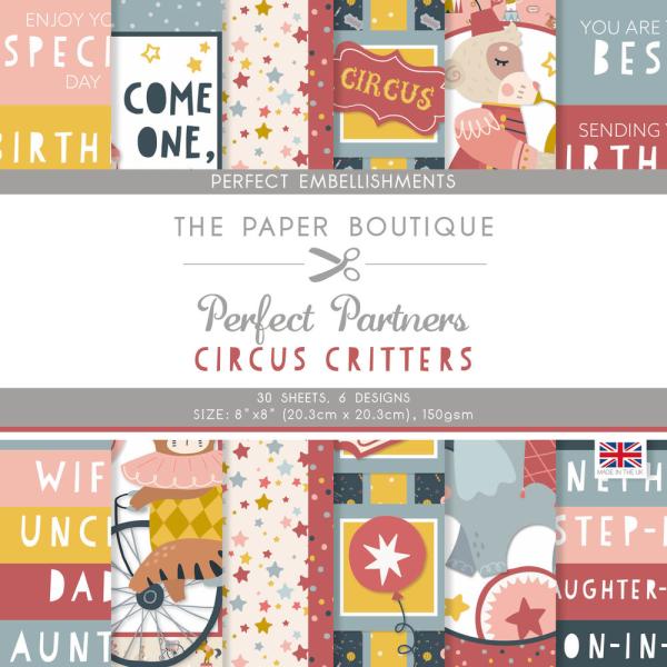 The Paper Boutique - Embellishment Pad - Circus Critters - 8x8 Inch - Designpapier