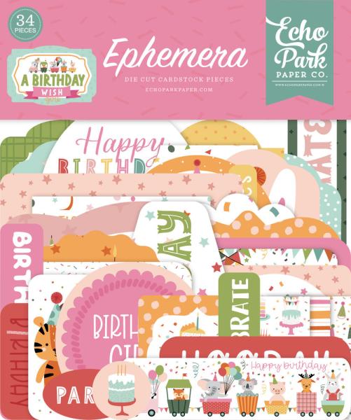 Echo Park - Ephemera -  "A Birthday Wish Girl" - Stanzteile