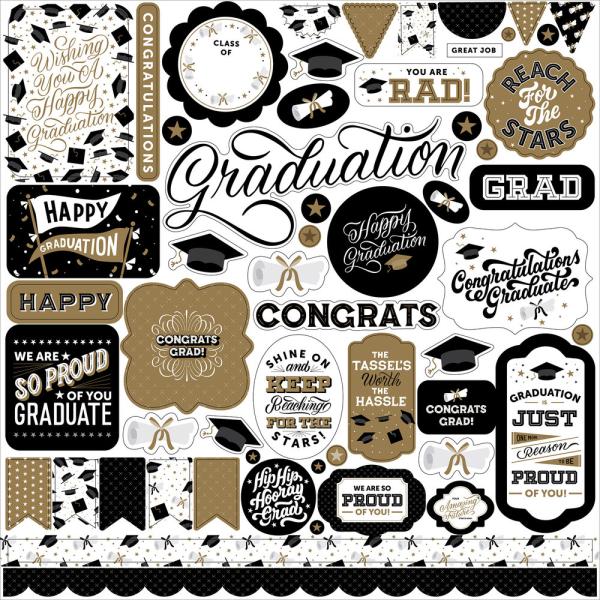 Echo Park - Element Sticker 12x12" - "Graduation" - Aufkleber