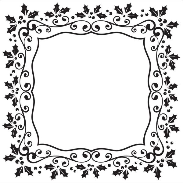 Nellie's Choice - 3D Embossing Folder - " Square Holly Frame " - Prägefolder