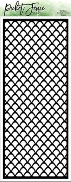 Picket Fence Studios - Schablone "Sea Scales" Slim Line Stencil 4 x 10  Inch