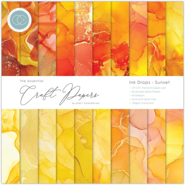 Craft Consortium - Papierblock "Ink Drops Sunset" Paper Pad 30 Bogen