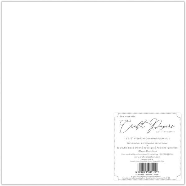 Craft Consortium - Papierblock "Ink Drops Sunset" Paper Pad 30 Bogen