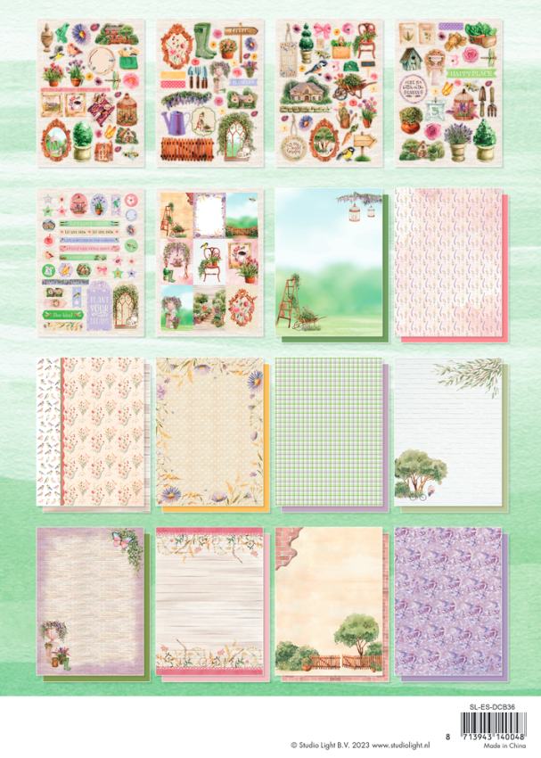 Studio Light - Designpapier - Stanzteile "Secret Garden" DIY Block A4 - 32 Bogen