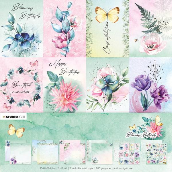 Studio Light - Designpapier "Blooming Butterfly" Paper Pack 12x12 Inch ( 30,5x30,5 cm ) - 12 Bogen