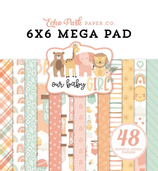 Echo Park - Designpapier "Our Baby Girl" Cardmakers Mega Pad 6x6 Inch - 48 Bogen