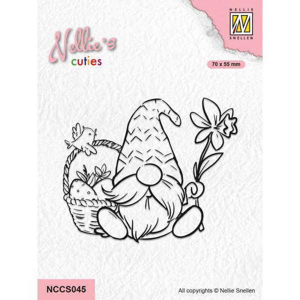 Nellie's Choice - Stempel "Gnom with Easter Basket" Clear Stamps Nellie´s Cuties 