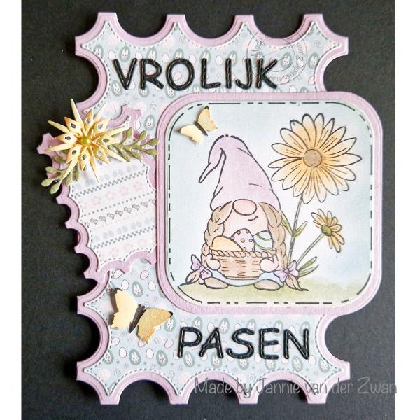 Nellie's Choice - Stempel "Stamp Easter Gnom with Flowers" Clear Stamps Nellie´s Cuties 