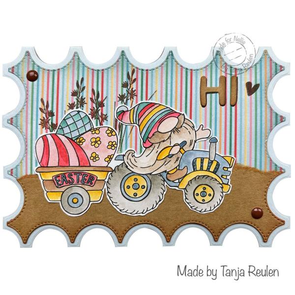 Nellie's Choice - Stempel "Easter Gnom on Tractor" Clear Stamps Nellie´s Cuties 