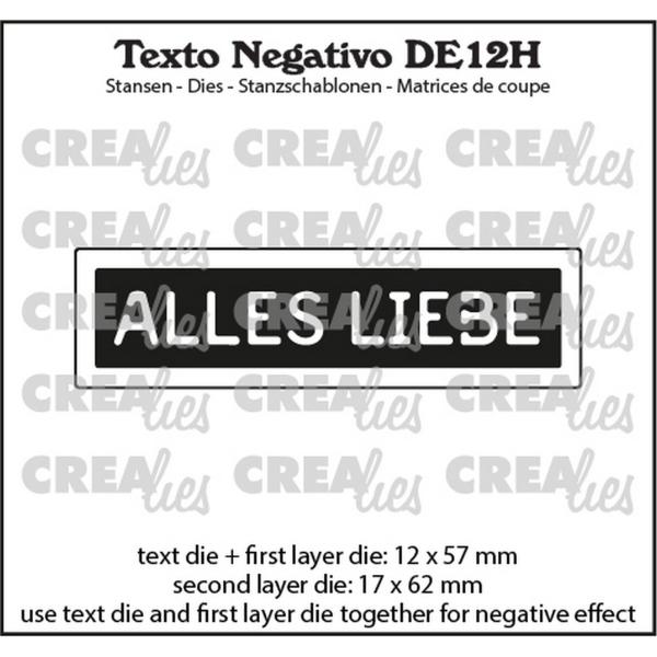 Crealies - Stanzschablone "Alles Liebe" Texto Negativo Dies