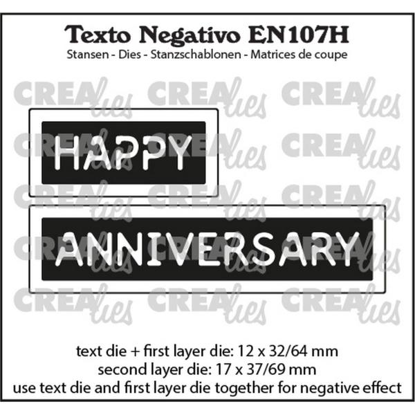 Crealies - Stanzschablone "Happy Anniversary" Texto Negativo Dies