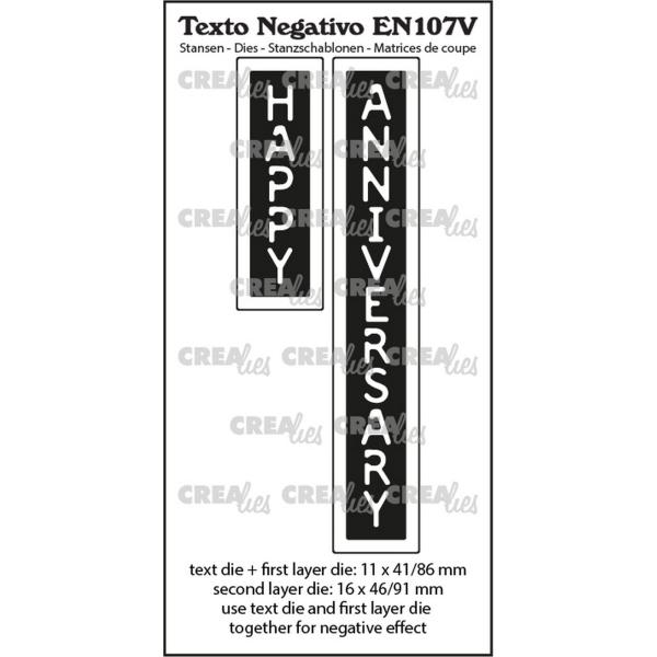 Crealies - Stanzschablone "Happy Anniversary" Texto Negativo Dies