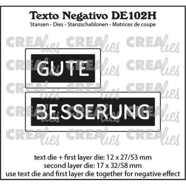 Crealies - Stanzschablone "Gute Besserung" Texto Negativo Dies