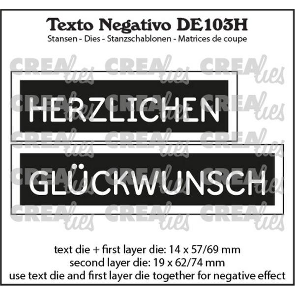 Crealies - Stanzschablone "Herzlichen Glückwunsch" Texto Negativo Dies