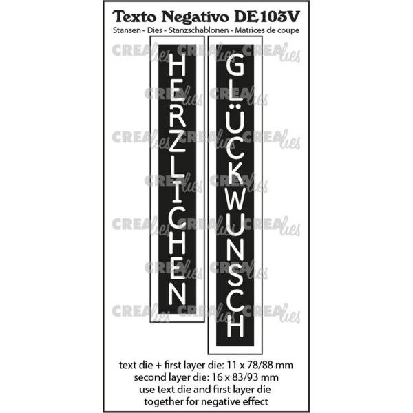 Crealies - Stanzschablone "Herzlichen Glückwunsch" Texto Negativo Dies