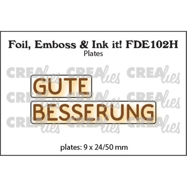 Crealies - Prägefolder - Platte "Gute Besserung" Foil, Emboss - Ink it! 