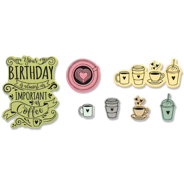 Sizzix - Stempel & Stanzschablone "Cafe" Framelits Die Set Stamps