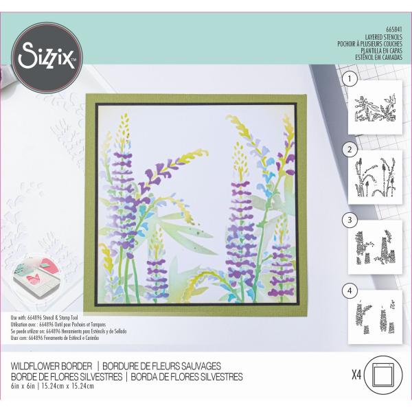 Sizzix - Schablone "Wildflowers" Layered Stencil