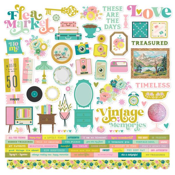 Simple Stories - Aufkleber "Flea Market" Cardstock Sticker 