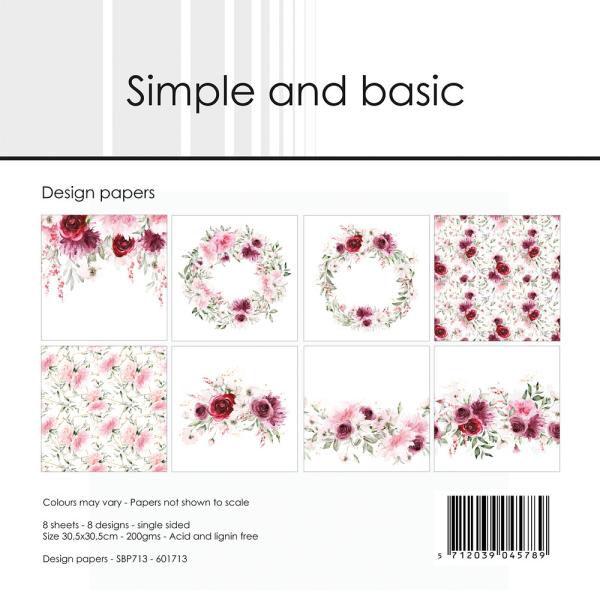 Simple and Basic - Designpapier "Watercolour Roses" Paper Pack 12x12 Inch - 8 Bogen 