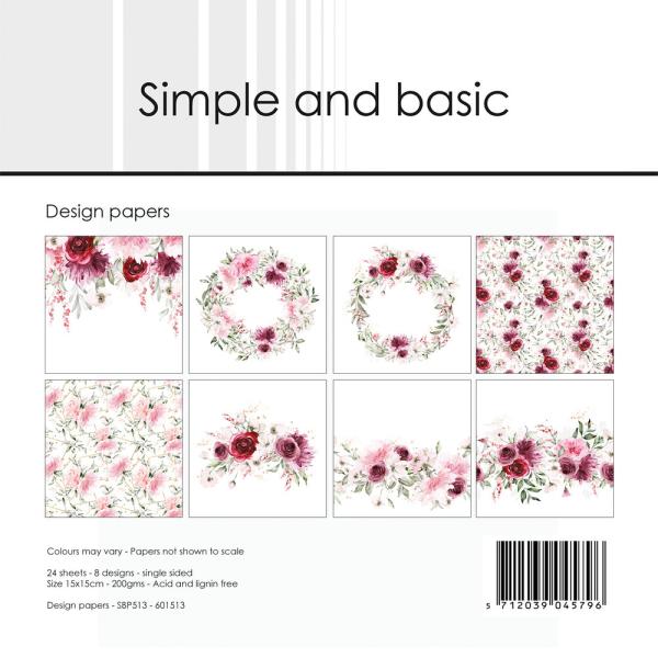 Simple and Basic - Designpapier "Watercolour Roses" Paper Pack 6x6 Inch - 24 Bogen 