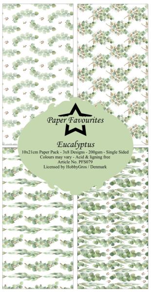 Paper Favourites - Designpapier "Eucalyptus " Slim Paper Pack 3x8 Inch - 24 Bogen