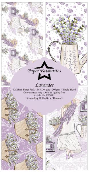 Paper Favourites - Designpapier "Lavender " Slim Paper Pack 3x8 Inch - 24 Bogen