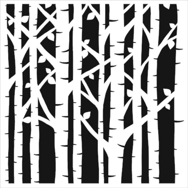 The Crafters Workshop - Schablone 6x6 Inch "Birch Trees" Stencil