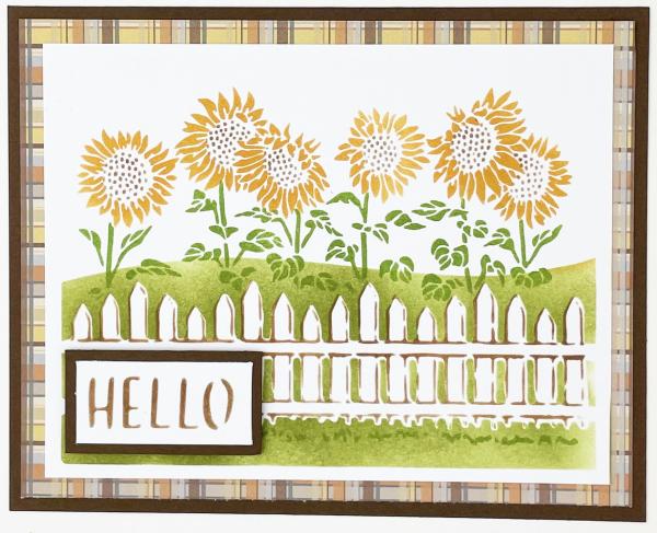 The Crafters Workshop - Layered Schablone 5,5x4,25 Inch "Fenced Sunflowers" Stencil