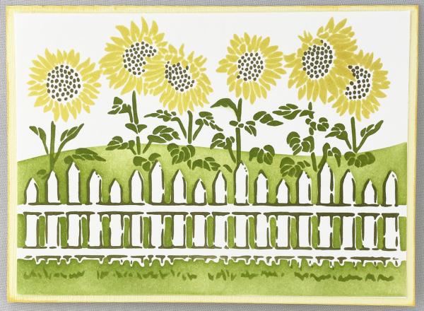 The Crafters Workshop - Layered Schablone 5,5x4,25 Inch "Fenced Sunflowers" Stencil