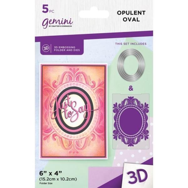 Gemini - Prägefolder & Stanzschablone "Opulent Oval" 3D Embossing Folder & Nesting Dies 