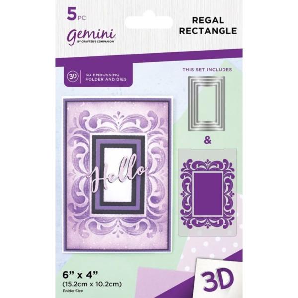 Gemini - Prägefolder & Stanzschablone "Regal Rectangle" 3D Embossing Folder & Nesting Dies 