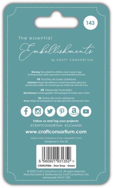 Craft Consortium - Halbperlen "Green" Adhesive Dew Drops 143 Stk.