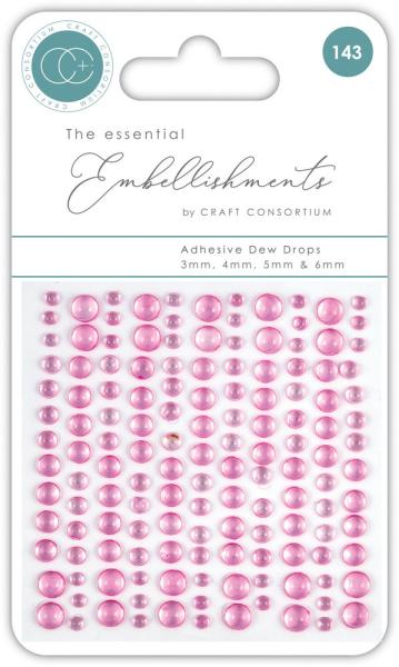 Craft Consortium - Halbperlen "Pink" Adhesive Dew Drops 143 Stk.