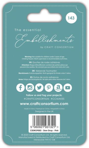 Craft Consortium - Halbperlen "Pink" Adhesive Dew Drops 143 Stk.