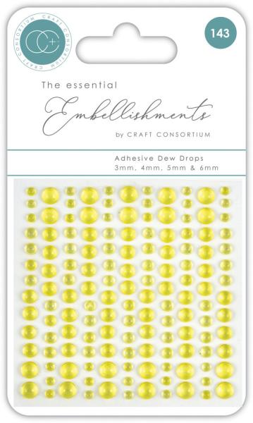 Craft Consortium - Halbperlen "Yellow" Adhesive Dew Drops 143 Stk.