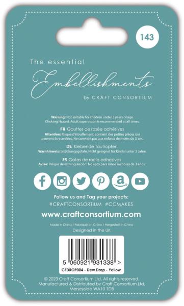 Craft Consortium - Halbperlen "Yellow" Adhesive Dew Drops 143 Stk.