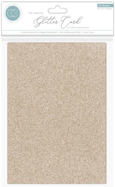 Craft Consortium - Glitzerpapier A4 "Champagne" Glitter Card - 10 Bogen