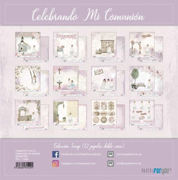 Papers For You - Designpapier "Celebrando Mi Comunión Niña Rubia" Scrap Paper Pack 30,5 x 32 cm - 12 Bogen